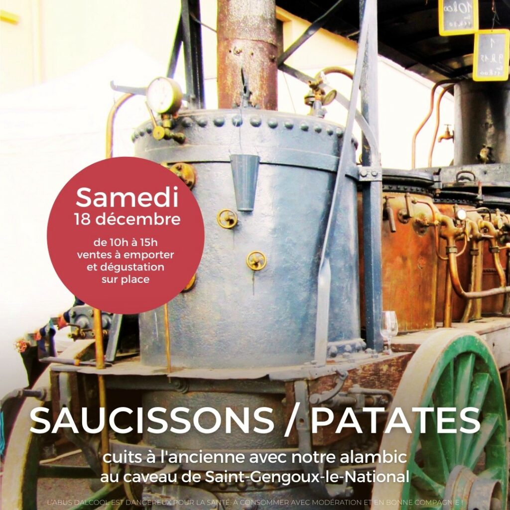 VENTE SAUCISSONS/PATATES CUITS A L'ANCIENNE AU CAVEAU DE ST GENGOUX